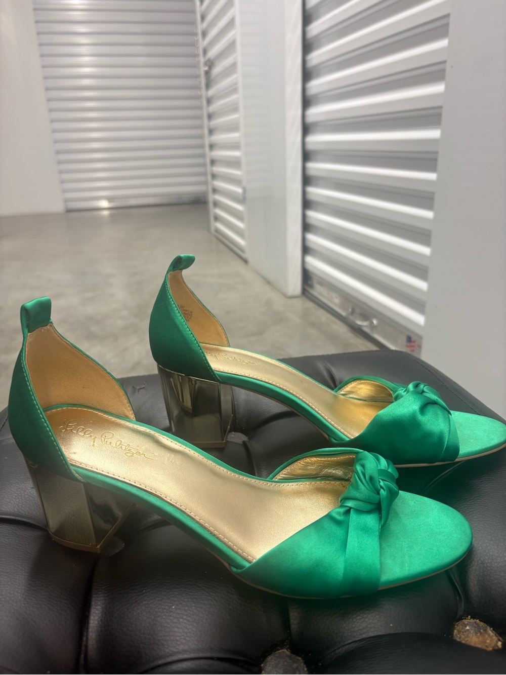 Emerald Green And Gold Accented Heels By Lilly Pulitzer 9 1/2
